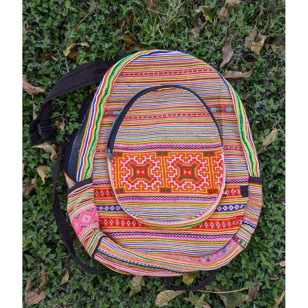 Embroidered Backpack Zipper Thailand Unique Large School Pockets Colorful